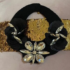 Nur Stunning Black Large Sparkling Crystals Necklace New Never Used